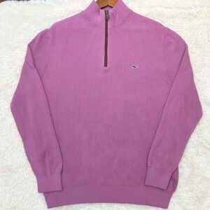 Vineyard Vines Sweater Pullover 1/4 Quarter Zip Men's Large Purple Cotton Blend